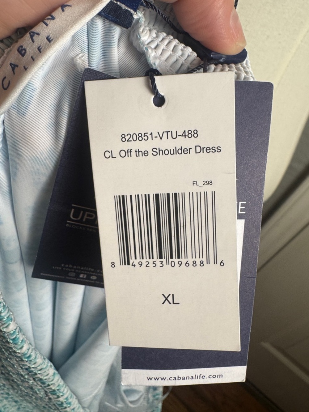 NWT Cabana Life XL Blue and White Off-Shoulder Tassel  Dress Resort Beach UPF 50 - Picture 13 of 14